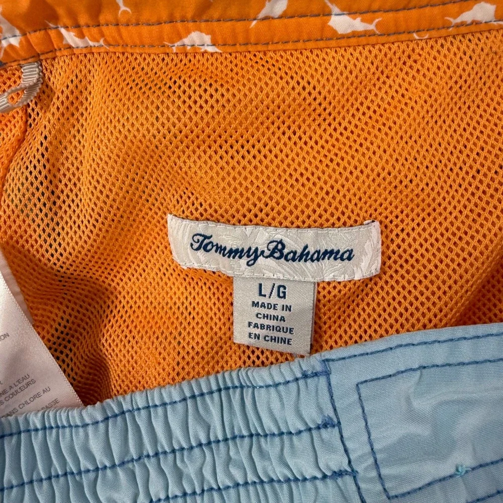 Tommy Bahama Lined Swim Shorts Men's Size Large Swim Trunks Light Blue Striped